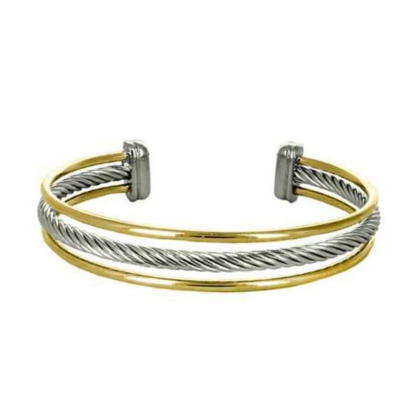 TWO TONE THREE ROW CUFF BRACELET