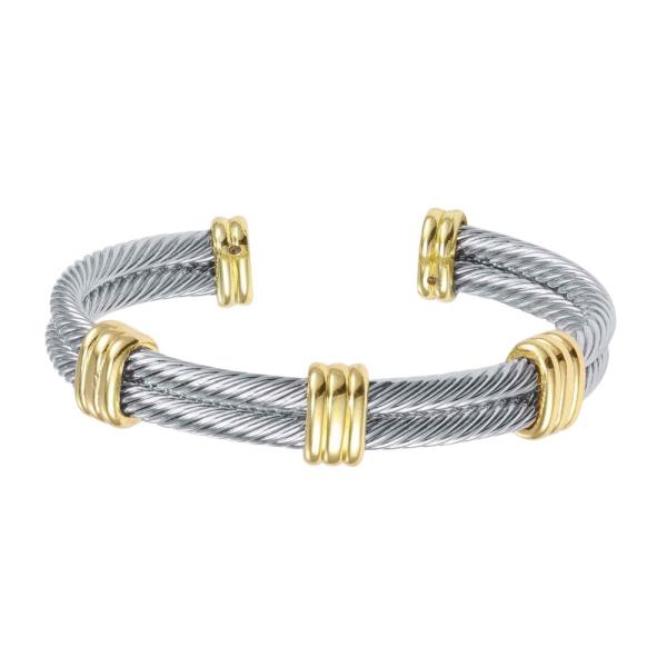 TWO TONE STATION METAL CUFF BRACELET