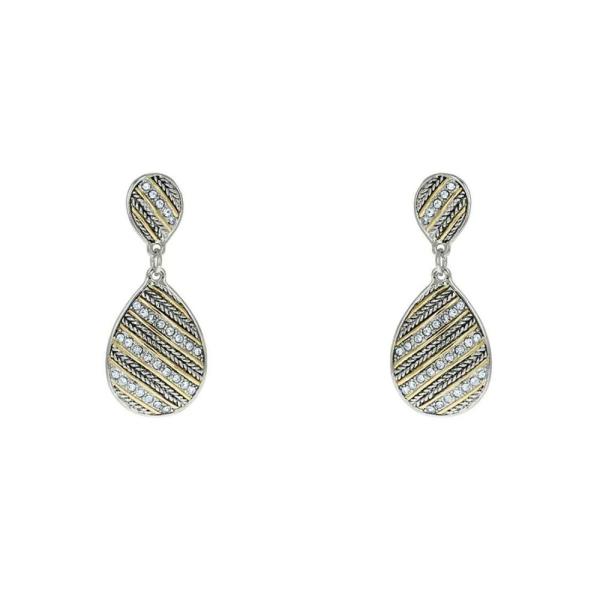 TWO TONE TEARDROP DANGLE EARRING