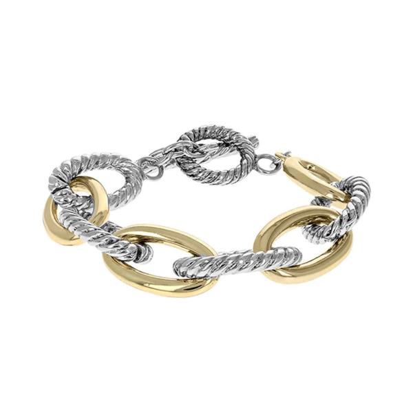 TWO TONE OVAL LINK METAL BRACELET