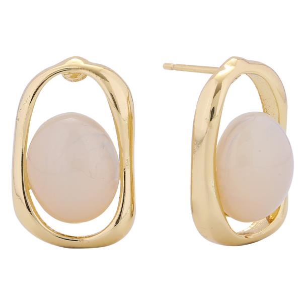 14K GOLD/WHITE GOLD DIPPED ORBITAL SHINE STUD EARRINGS