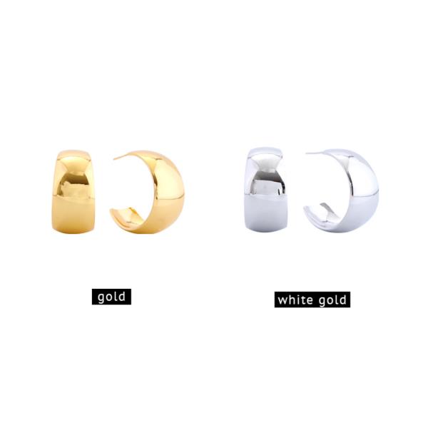 14K GOLD/WHITE GOLD DIPPED BOLD CHUNKY HOOP EARRINGS