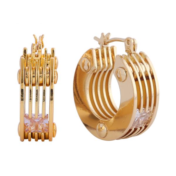 14K GOLD/WHITE GOLD DIPPED HARMONY HOOP EARRINGS