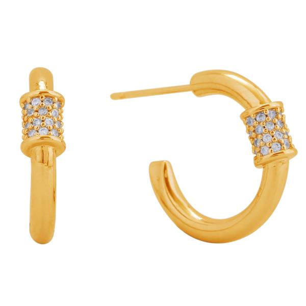 14K GOLD/WHITE GOLD DIPPED SPARKLING PAVE HOOP EARRINGS