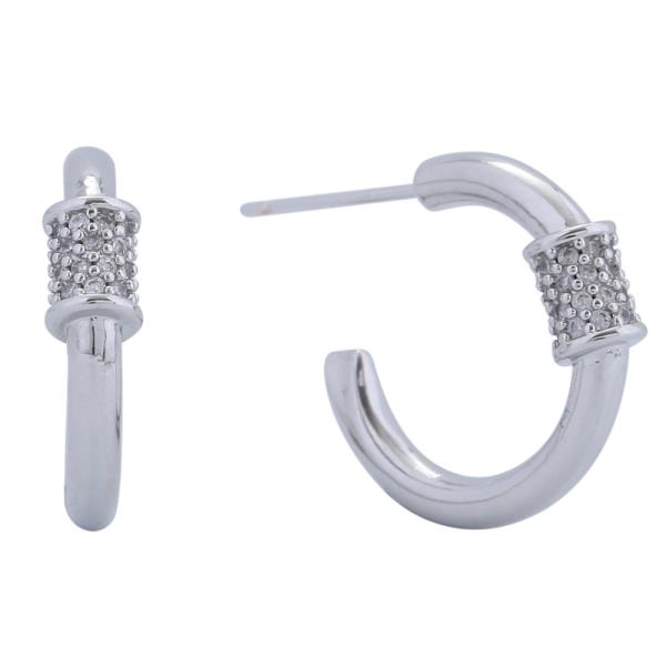 14K GOLD/WHITE GOLD DIPPED SPARKLING PAVE HOOP EARRINGS