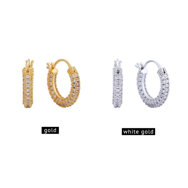 14K GOLD/WHITE GOLD DIPPED SPARKLING PAVE HOOP EARRINGS