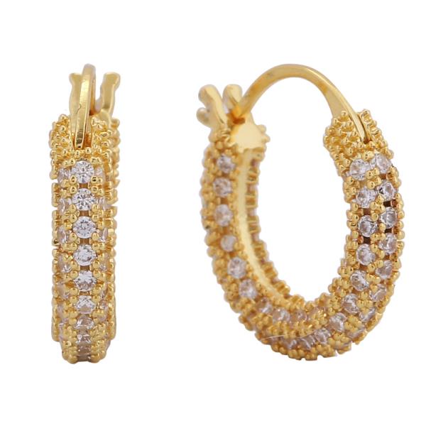 14K GOLD/WHITE GOLD DIPPED SPARKLING PAVE HOOP EARRINGS