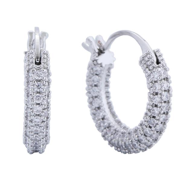 14K GOLD/WHITE GOLD DIPPED SPARKLING PAVE HOOP EARRINGS