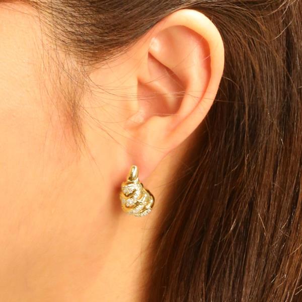 14K GOLD/WHITE GOLD DIPPED AUGER SPIRAL POST EARRINGS