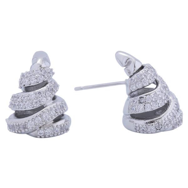 14K GOLD/WHITE GOLD DIPPED AUGER SPIRAL POST EARRINGS