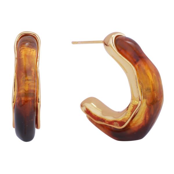 14K GOLD/WHITE GOLD DIPPED THIN RESIN POST EARRINGS