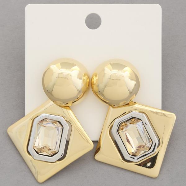 TWO TONE GEO SHAPE METAL EARRING