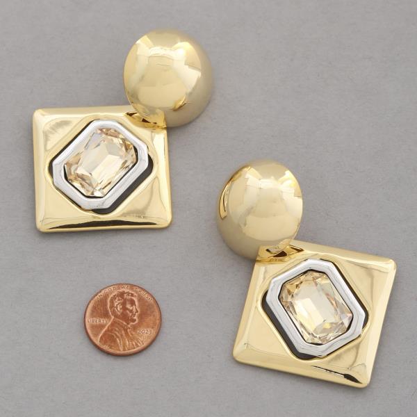 TWO TONE GEO SHAPE METAL EARRING