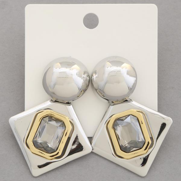 TWO TONE GEO SHAPE METAL EARRING