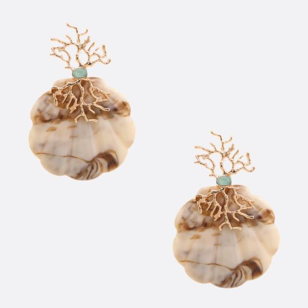 SEASHELL CORAL CRYSTAL CENTER EARRING