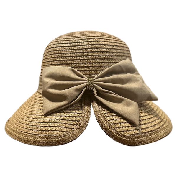 WOVEN CLOCHE SPLIT BRIM BOWKNOT HAT