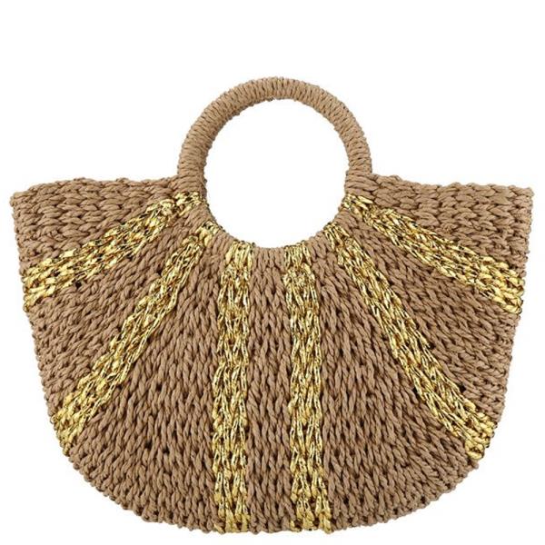 LADIES NATURAL STRAW HANDBAG