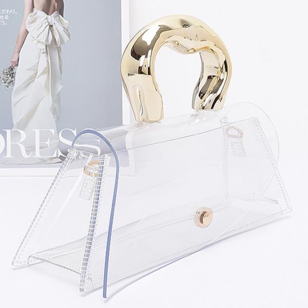 CLEAR METAL HANDLE FLAP BAG