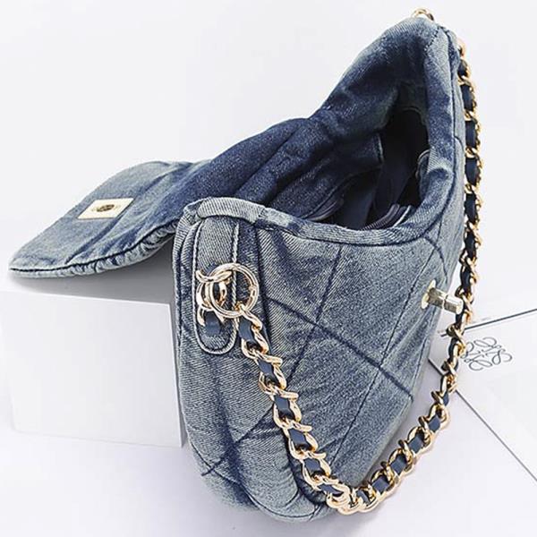 QUILTED WASHED DENIM CROSSBODY BAG