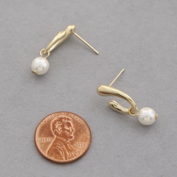 SODAJO PEARL BEAD OPEN OVAL GOLD DIPPED EARRING