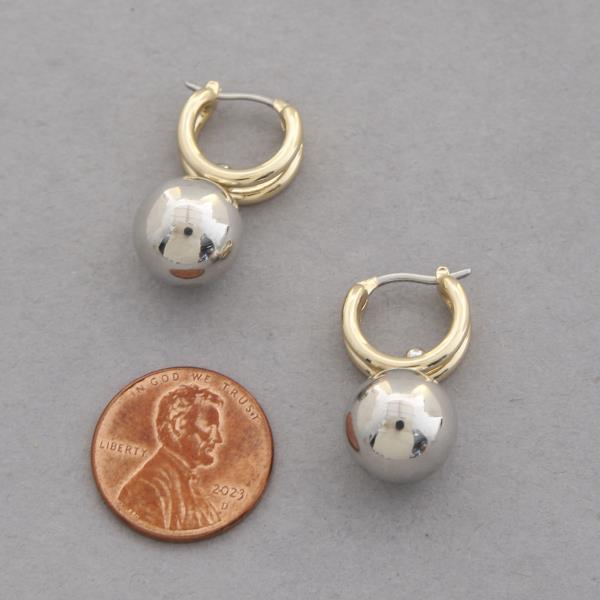 SODAJO TWO TONE BALL BEAD GOLD DIPPED EARRING