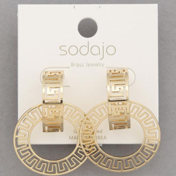 SODAJO GREEK PATTERN ROUND GOLD DIPPED EARRING