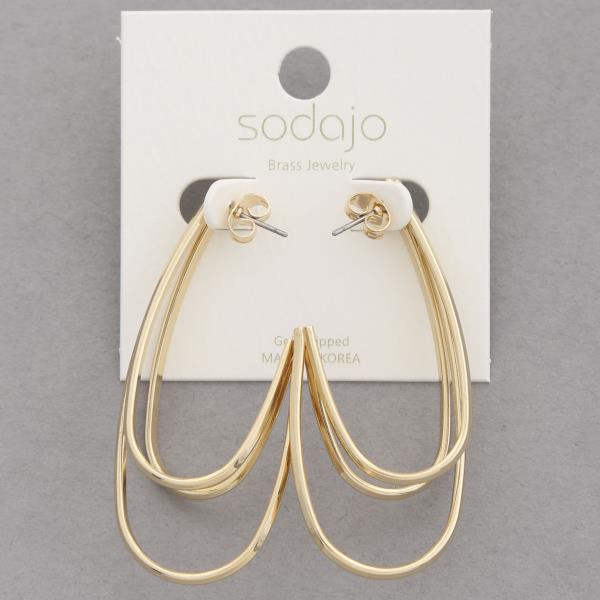 SODAJO TRIPLE OVAL GOLD DIPPED EARRING