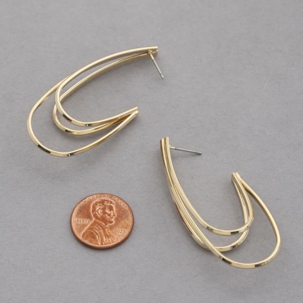 SODAJO TRIPLE OVAL GOLD DIPPED EARRING