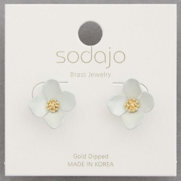 SODAJO COLOR FLOWER STUD GOLD DIPPED EARRING