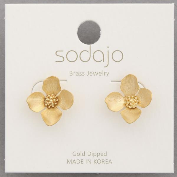 SODAJO FLOWER STUD GOLD DIPPED EARRING