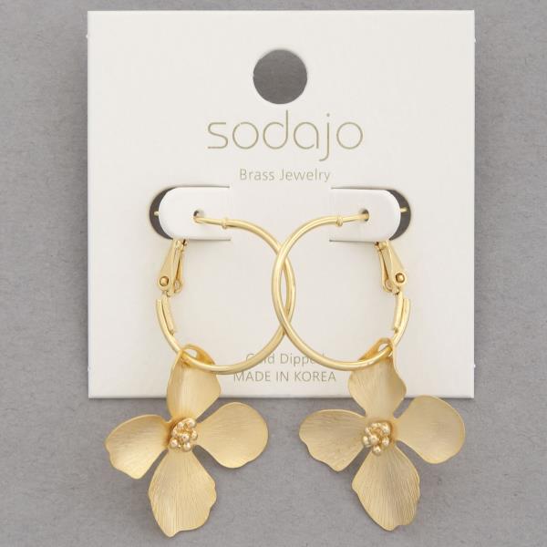 SODAJO FLOWER HOOP GOLD DIPPED EARRING