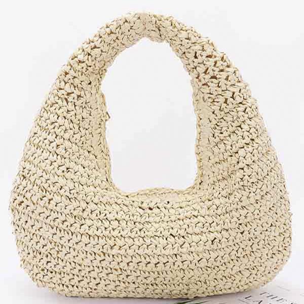 FAUX STRAW BRAIDED BINDLE BAG