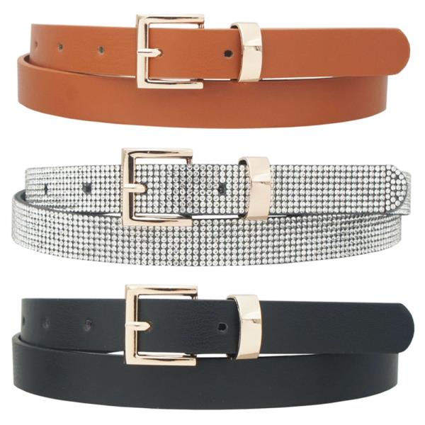 RECTANGLE BUCKLE & LOOP TRIO BELT