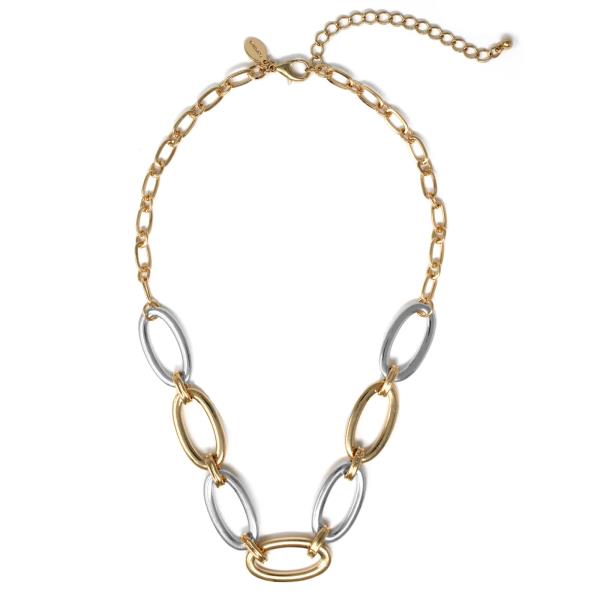 TWO TONE OVAL LINK METAL NECKLACE