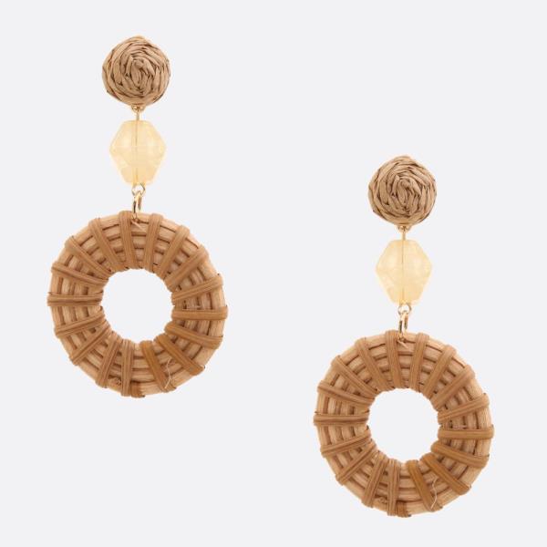 WOVEN CIRCLE BEAD DANGLE EARRING