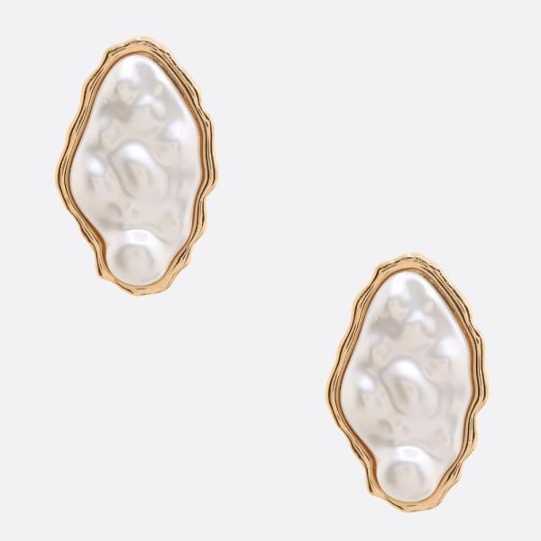 PEARL BEAD ORGANIC SHAPE EARRING