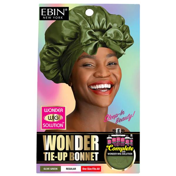 EBIN WONDER WIG TIE UP BONNET OLIVE GREEN REGULAR