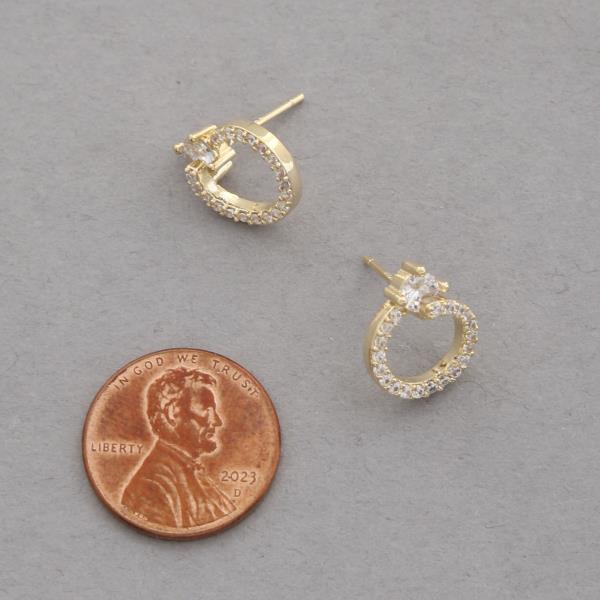 SODAJO CZ ROUND SHAPE GOLD DIPPED EARRING