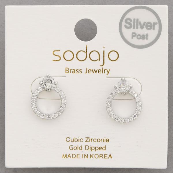 SODAJO CZ ROUND SHAPE GOLD DIPPED EARRING