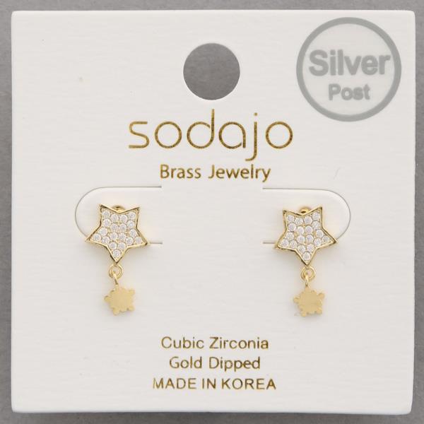 SODAJO STAR CZ GOLD DIPPED EARRING