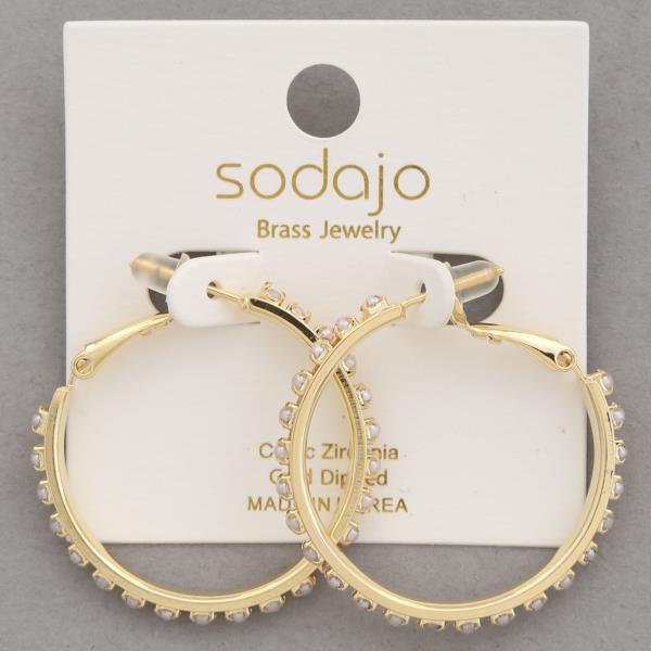 SODAJO PEARL EDGE GOLD DIPPED HOOP EARRING