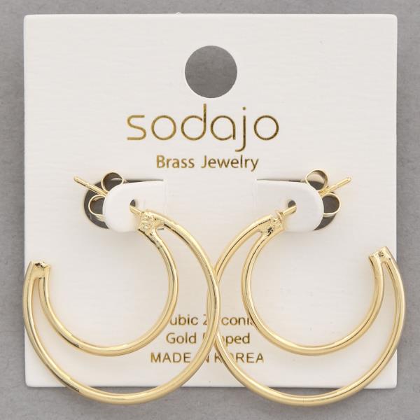 SODAJO CUT OUT CIRCLE OPEN HOOP GOLD DIPPED EARRING