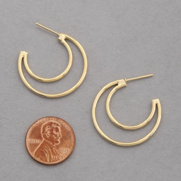 SODAJO CUT OUT CIRCLE OPEN HOOP GOLD DIPPED EARRING