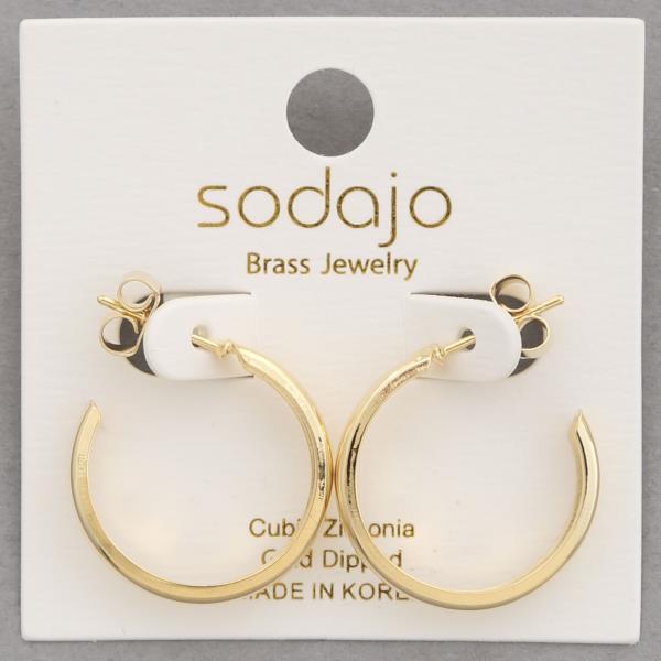 SODAJO SQUARE EDGE OPEN HOOP GOLD DIPPED EARRING