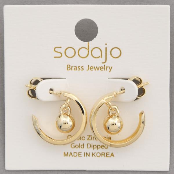 SODAJO BALL BEAD OPEN HOOP GOLD DIPPED EARRING