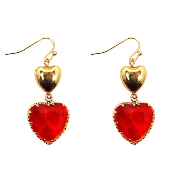 DOUBLE HEART GLASS BEAD DANGLE EARRING