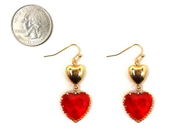 DOUBLE HEART GLASS BEAD DANGLE EARRING