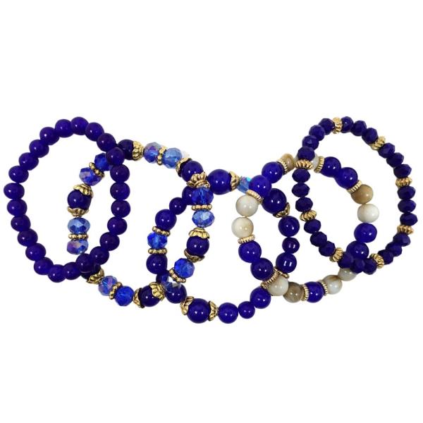 GLASS BEADED STRETCH BRACELET SET