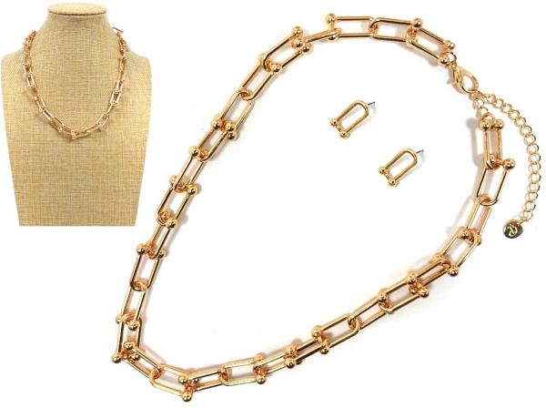 U SHAPE LINK METAL NECKLACE