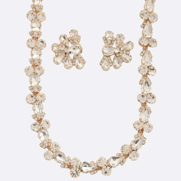 TEARDROP ROUND RHINESTONE NECKLACE